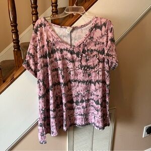 Sew In Love Purple & Black Tie Dye with front pocket blouse